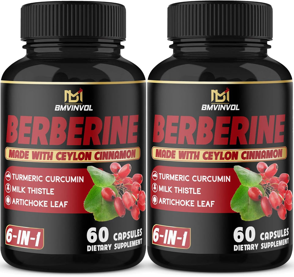 (2 Packs) Berberine Supplement 4700Mg with Ceylon Cinnamon, Turmeric -120 Capsules - Supports Glucose Metabolism, Immune Function, Healthy Blood Sugar - Berberine Hcl Supplement Pills- 4 Months Supply