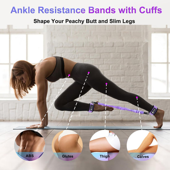 Ankle Resistance Bands with Cuffs Set, 60LB 3 Different Pound Resistance Bands, for Leg Glute Exercise Fitness Equipment