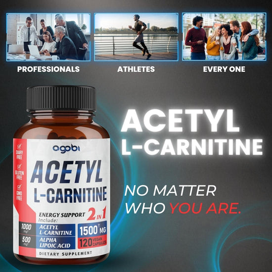 Acetyl L-Carnitine & Alpha Lipoic Acid Complex 1500Mg - Supplement for Brain Health, Memory, Focus & Mood Support - 120 Vegan Capsules for 2 Month Supply - Gluten-Free, Non-Gmo