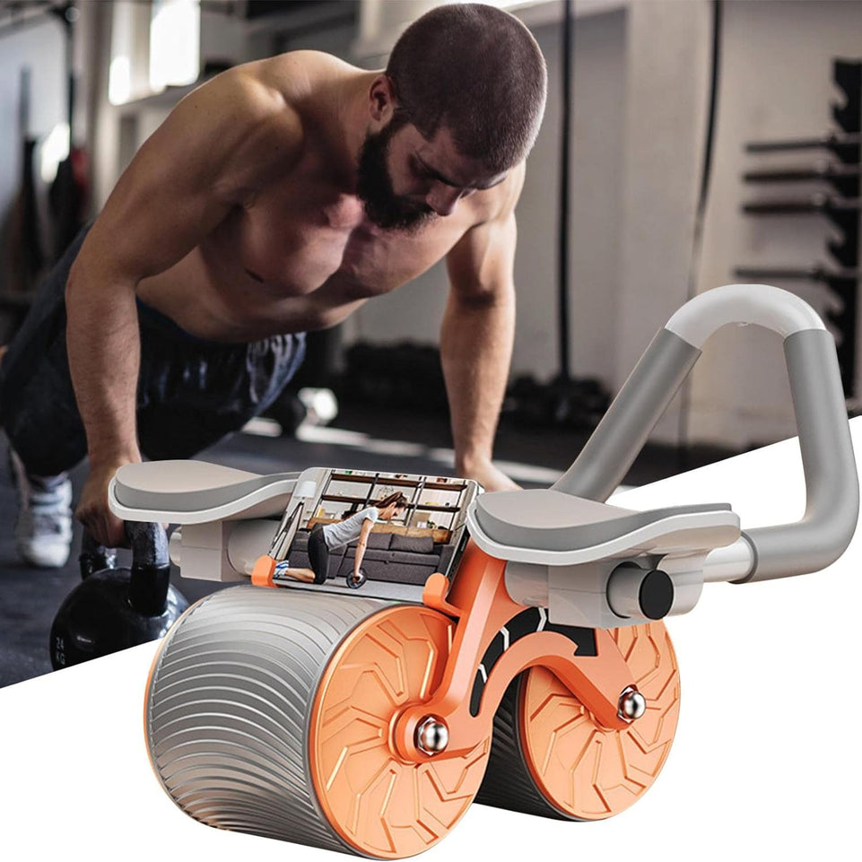 Automatic Rebound Abdominal Roller with Elbow Support, 2 in 1 Ab Roller Wheel & Plank Trainer with Knee Pad, Abdominal Exercise Roller, for Home Gym Fitness