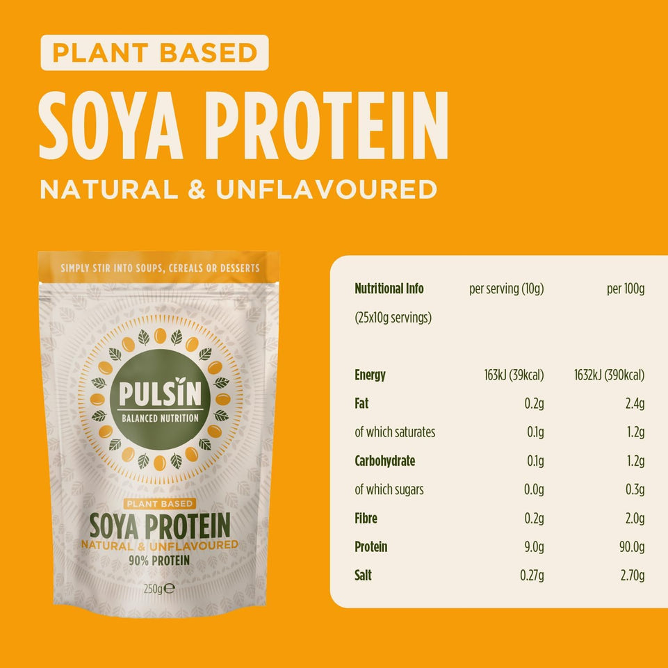 ' Unflavoured Soya Protein Powder 250G | 90% Protein| Natural | Gluten Free | Vegan