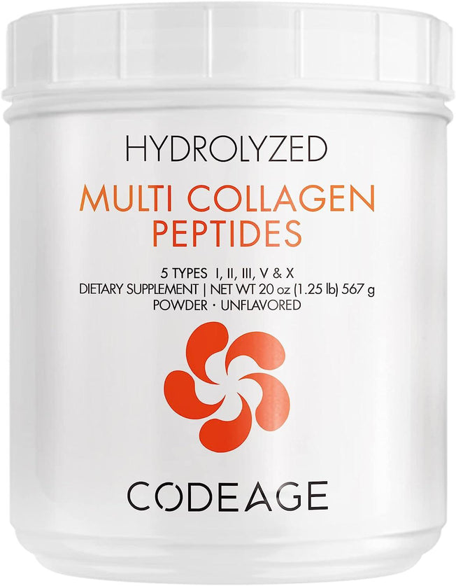 Code Age Multi-Collagen Protein Powder Hydrolyzed - Type I, Ii, Iii, V, X -Grass-Fed All-In-One Super Bone Broth + Collagen