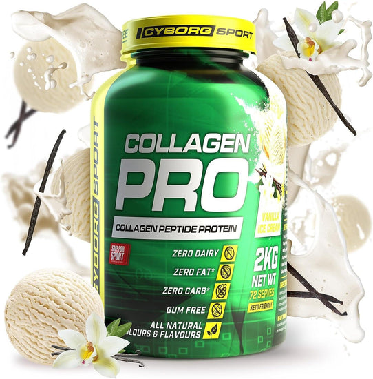 - Collagen Pro Vanilla Ice-Cream 2Kg: Collagen Peptide Protein - Zero Dairy - Zero Fat - Zero Carb - Gum Free - All Natural Colours & Flavours - Happy Tummy Guarantee - Safe for Sport