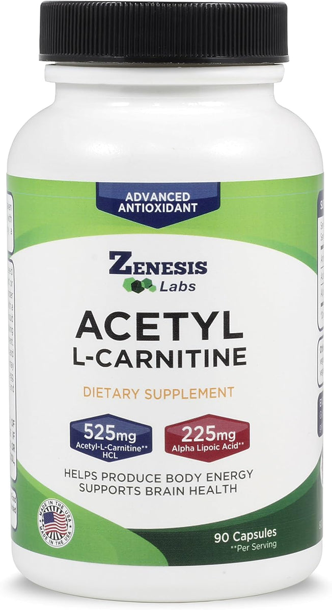 Acetyl L-Carnitine with Alpha Lipoic Acid - for Brain Health & Fat Loss - 90 Capsules