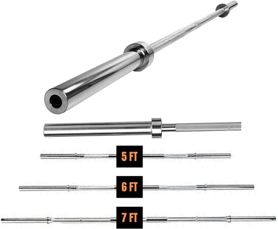 Barbell Standard Bar with Spring Collar Locks - 6Ft Heavy-Duty Standard Bar, 72 Inch Solid Steel Chrome Bar, 6 Foot Standard Barbell Handle for Power Weightlifting, Bodybuilding - Fitness Gym Exercise Equipment