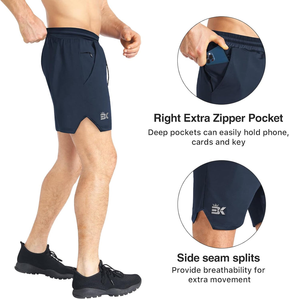 Men'S Lightweight Sport Shorts, Quick Dry Gym Shorts Workout Fitness Running Shorts Men with Zip Pocket