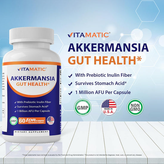 Akkermansia Muciniphila Gut Health - 60 DR Capsules (Delayed Released) - Made with Prebiotic Inulin Fiber