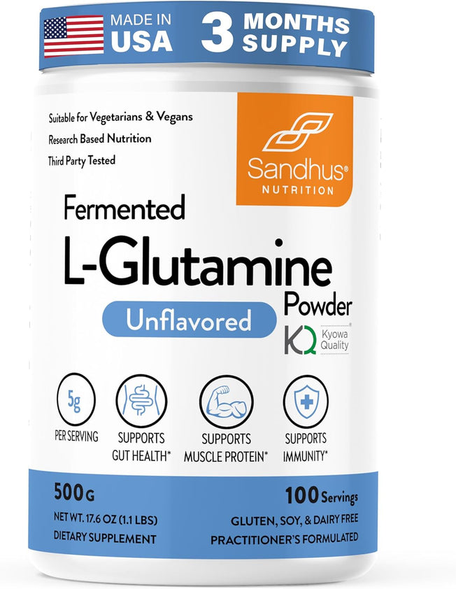 L-Glutamine Amino Acid Supplement for Gut Health, Immune Support and Muscle Support 100 Servings