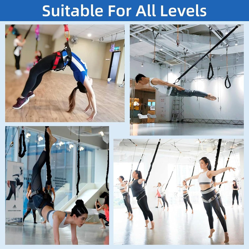 Aerial Dance Bungee Fitness Kits, Professional 4D Flying Exercise Bungee Kit with Rigging Hardware Sturdy Antigravity Bungee Workout Equipment for Home Gym Studio