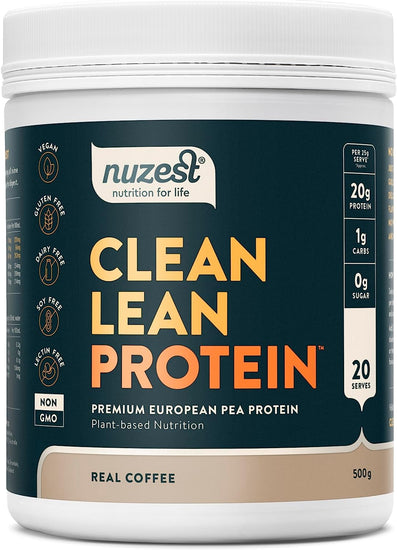 - Pea Protein Powder - Clean Lean Protein - Real Coffee - Vegan Protein Shake - Plant-Based Low Calorie & Low Carb - Gluten Free - Dairy Free - 500G (20 Servings)