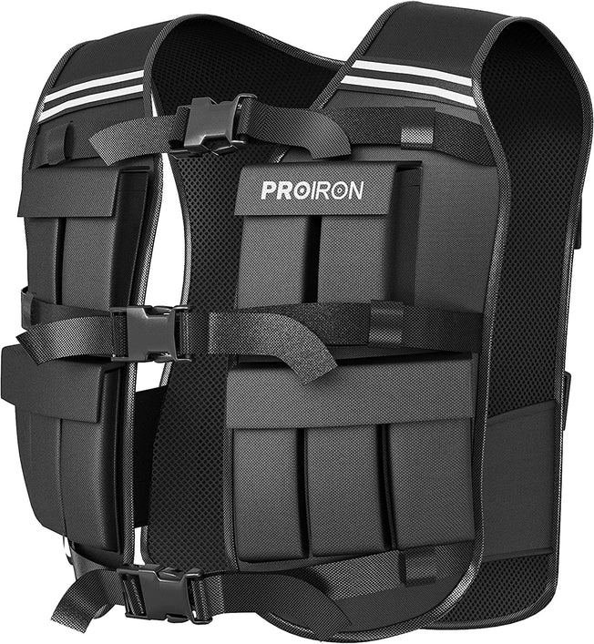 Adjustable Weighted Vest, 20 Weight Packs, Weight Jacket Men Women with Reflective Stripe for Running Strength Training Workout Jogging Walking Home Gym Fitness Cardio Weight Loss, Black