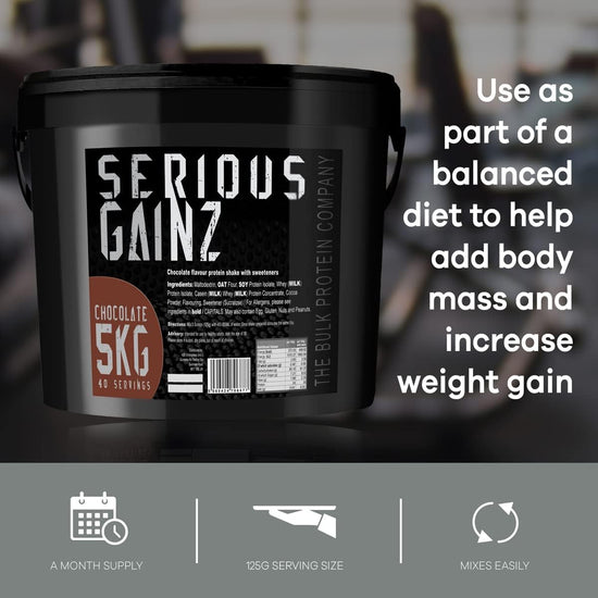 - SERIOUS GAINZ Whey Protein Powder 5Kg - Weight Gain, Mass Gainer - 30G Protein Powders - Chocolate