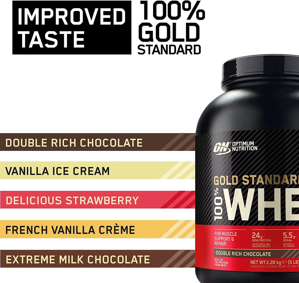 Gold Standard Whey Muscle Building and Recovery Protein Powder with Glutamine and Amino Acids, Unflavoured, 30 Servings, 0.9 Kg, Packaging May Vary