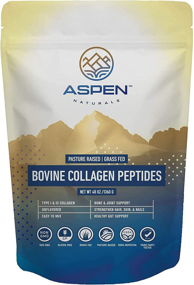 Grass Fed Bovine Collagen Peptides Powder - USA Sourced from USDA Inspected Cattle, Gluten Free, Paleo Friendly, Water Soluble, Flavorless, Easily Mixes into Liquids - 3LB