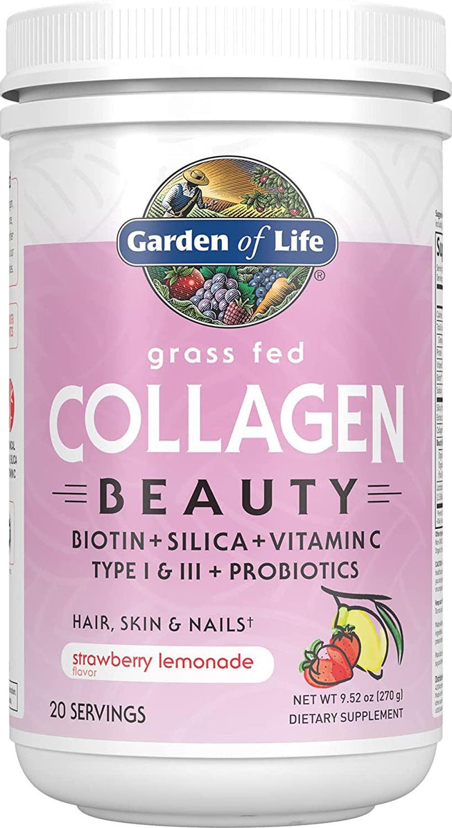 Grass Fed Collagen Beauty Powder for Hair Skin & Nails - Cranberry Pomegranate, 20 Servings - 12G Type I & III Peptides, 11G Collagen Protein, Biotin, Vitamin C, Probiotics, Keto Paleo