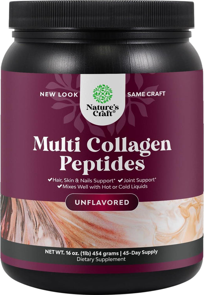 Hydrolyzed Collagen Peptides Protein Powder - Multi Collagen Protein Powder with Hair Skin Nails Vitamins for Women - Multi Collagen Peptides Powder with Natural Hair Vitamins for Faster Hair Growth