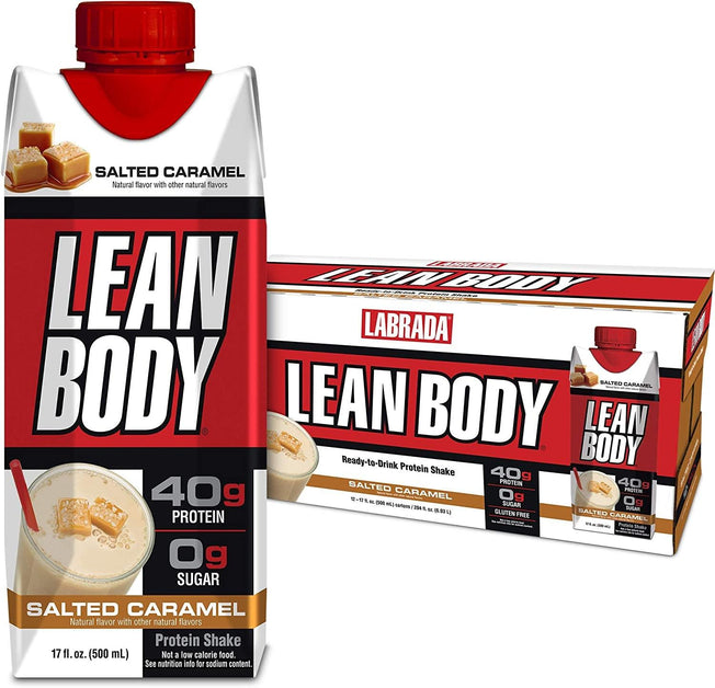 - Lean Body Ready to Drink Protein Shake, Convenient On-The-Go Meal Replacement Shake for Men & Women, 20 Grams of Protein – Zero Sugar, Lactose & Gluten Free, Salted Caramel (Pack of 4)