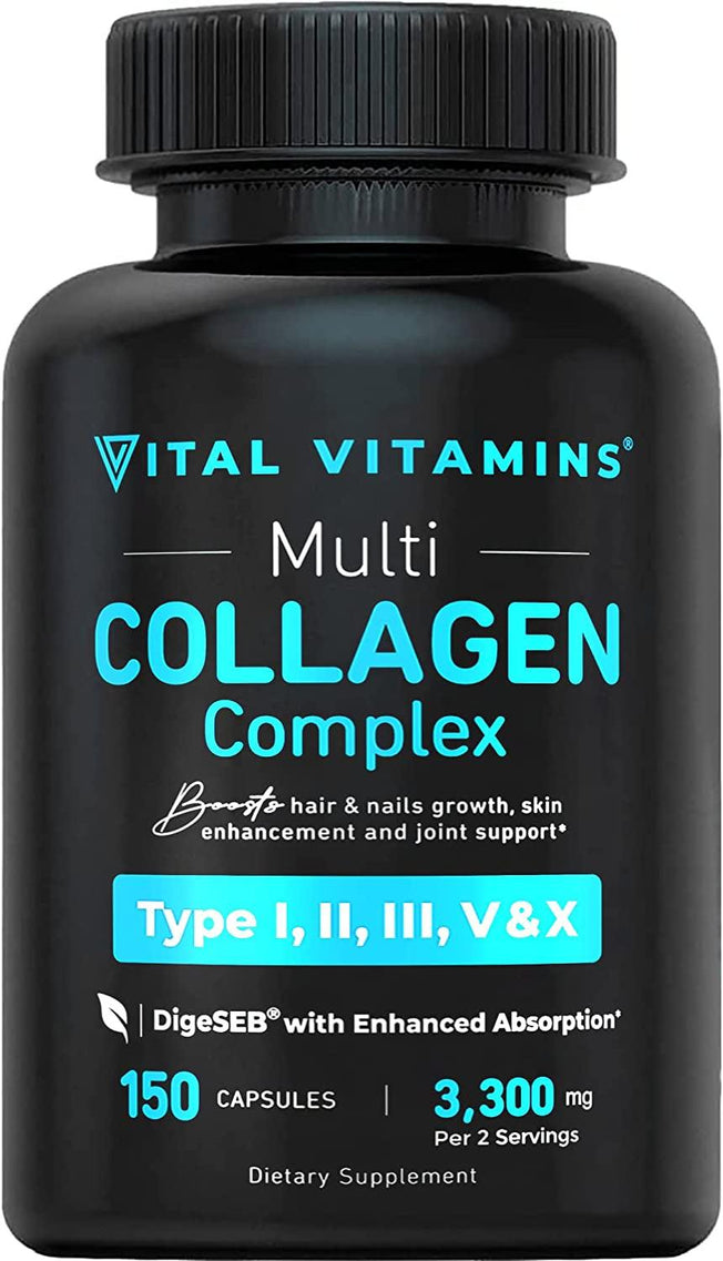 Multi Collagen Complex (2 Pack) - Type I, II, III, V, X, Grass Fed, Non-Gmo