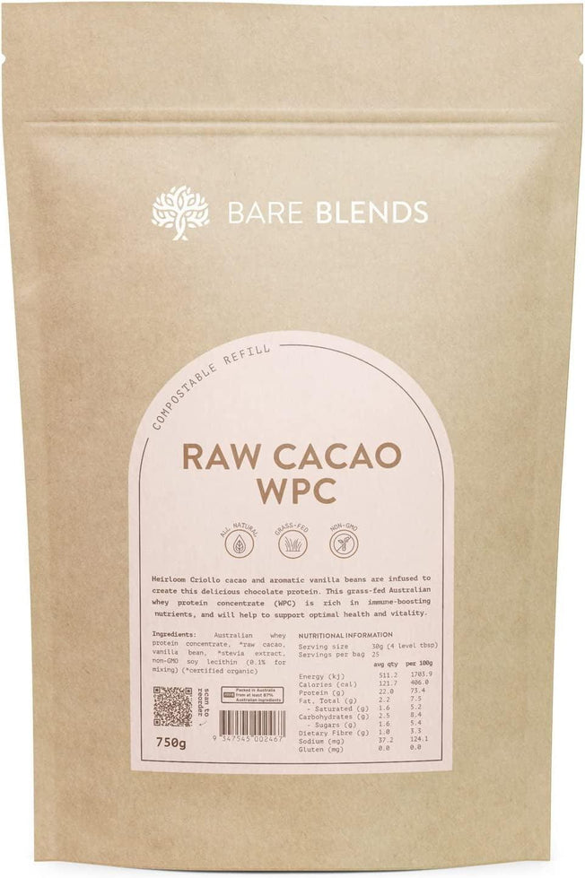 - Natural Whey Protein Concentrate Powder with Raw Cacao | WPC | Chocolate Whey Protein Powder | Gluten Free | Non-Gmo (750G)