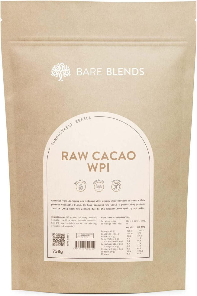 - Natural Whey Protein Isolate & Organic Raw Cacao | New Zealand WPI | Chocolate Whey Protein Powder | Gluten Free | Non-Gmo (750G)