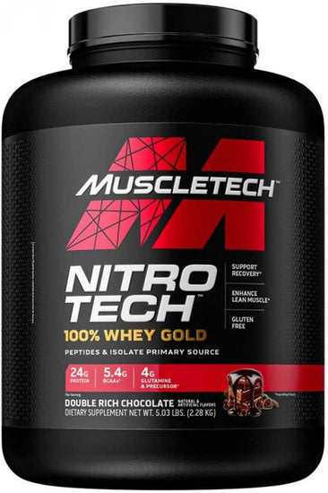 Nitrotech Whey Gold, 100% Pure Whey Protein, Whey Isolate and Whey Peptides, Double Rich Chocolate, 5 Pounds