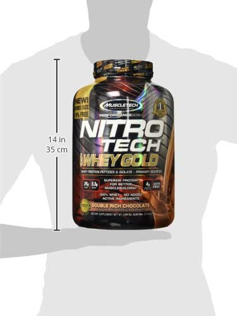 Nitrotech Whey Gold, 100% Pure Whey Protein, Whey Isolate and Whey Peptides, Double Rich Chocolate, 5 Pounds