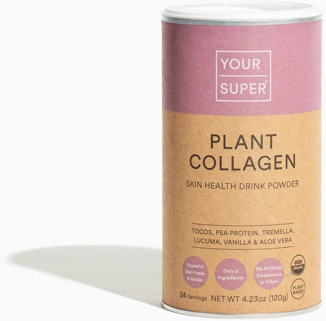 Plant Collagen Superfood Powder – Non-Dairy Collagen Coffee Creamer Alternative for Skin Health & Hydration, Made with Organic Pea Protein, Aloe Vera, Tremella & Lucuma Powder (24 Servings)