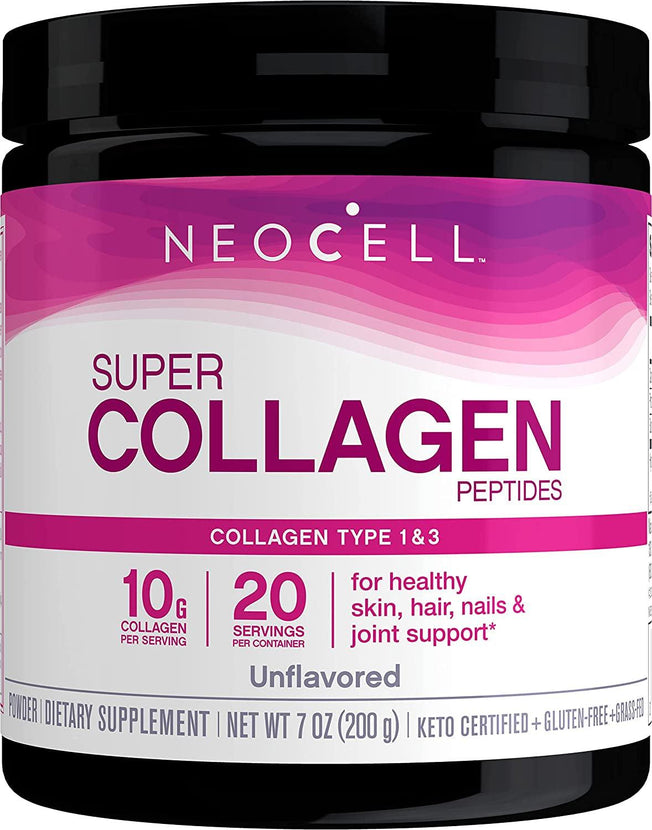 Super Collagen Peptides, Grass-Fed Collagen Types 1 and 3, Unflavored, 21.2 Ounces (Package May Vary)