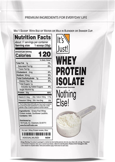 - Whey Protein Isolate (Unflavored), Grass-Fed Dairy Cows, Product of United Kingdom, 30G Protein (Unflavored, 3 Pound)