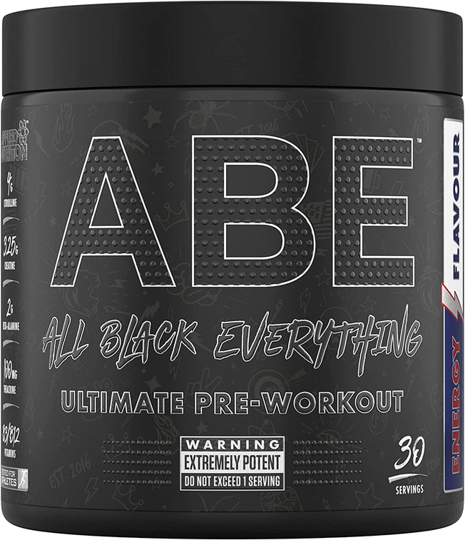 ABE All Black Everything  Pre Workout Powder Energy, Physical Performance with Citrulline, Creatine, Beta Alanine, Caffeine, VIT B Complex, 315G, 30 Servings (Energy Flavour)