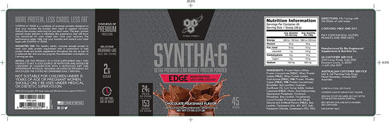 Syntha 6 Edge Ultra Premium Lean Muscle Protein Powder, Chocolate, 100 Servings