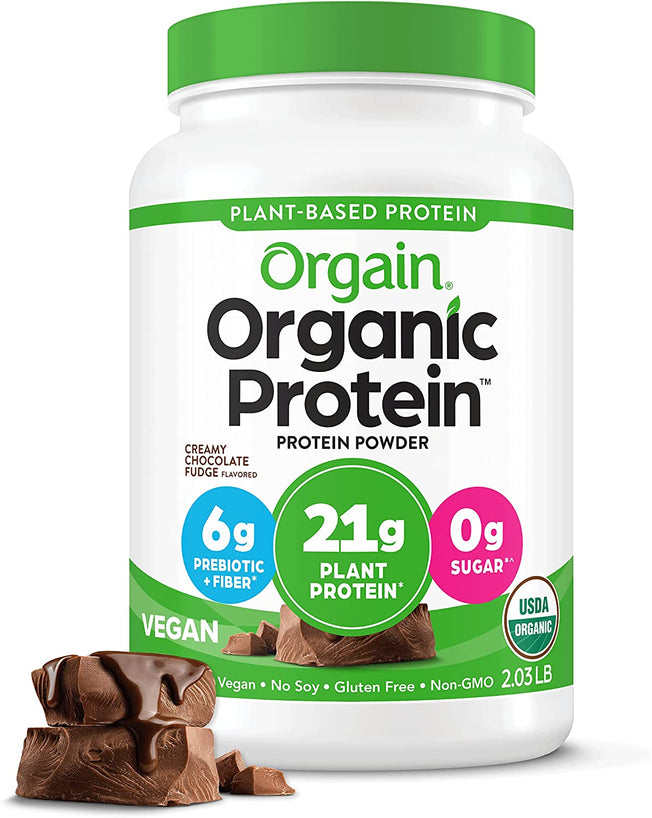 Organic Plant Based Protein Powder, Peppermint Hot Chocolate - Vegan, Low Net Carbs, Non Dairy, Gluten Free, Lactose Free, No Sugar Added, Soy Free, Kosher, Non-Gmo, 1.02 Pound