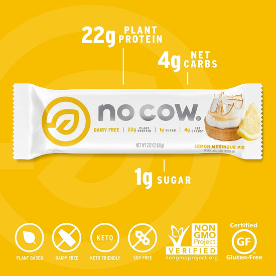 Protein Bar, Lemon Meringue Pie, 22G Plant Based Protein, Keto Friendly, Low Sugar, Dairy Free, Gluten Free, Vegan, High Fiber, Non-Gmo, 12Count