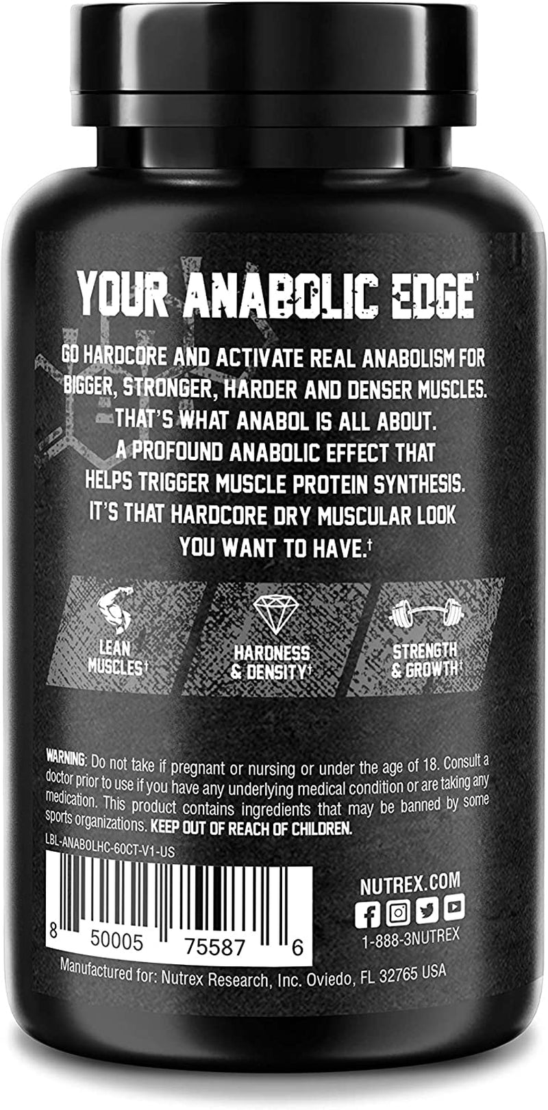 Anabol Hardcore Anabolic Activator, Muscle Builder and Hardening Agent, 60 Pills