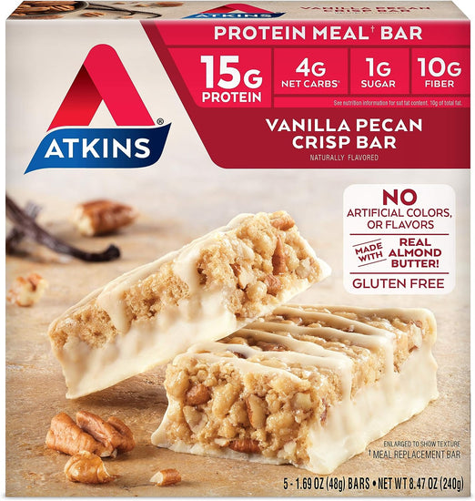 Protein-Rich Meal Bar, Vanilla Pecan Crisp, Keto Friendly, 5 Count