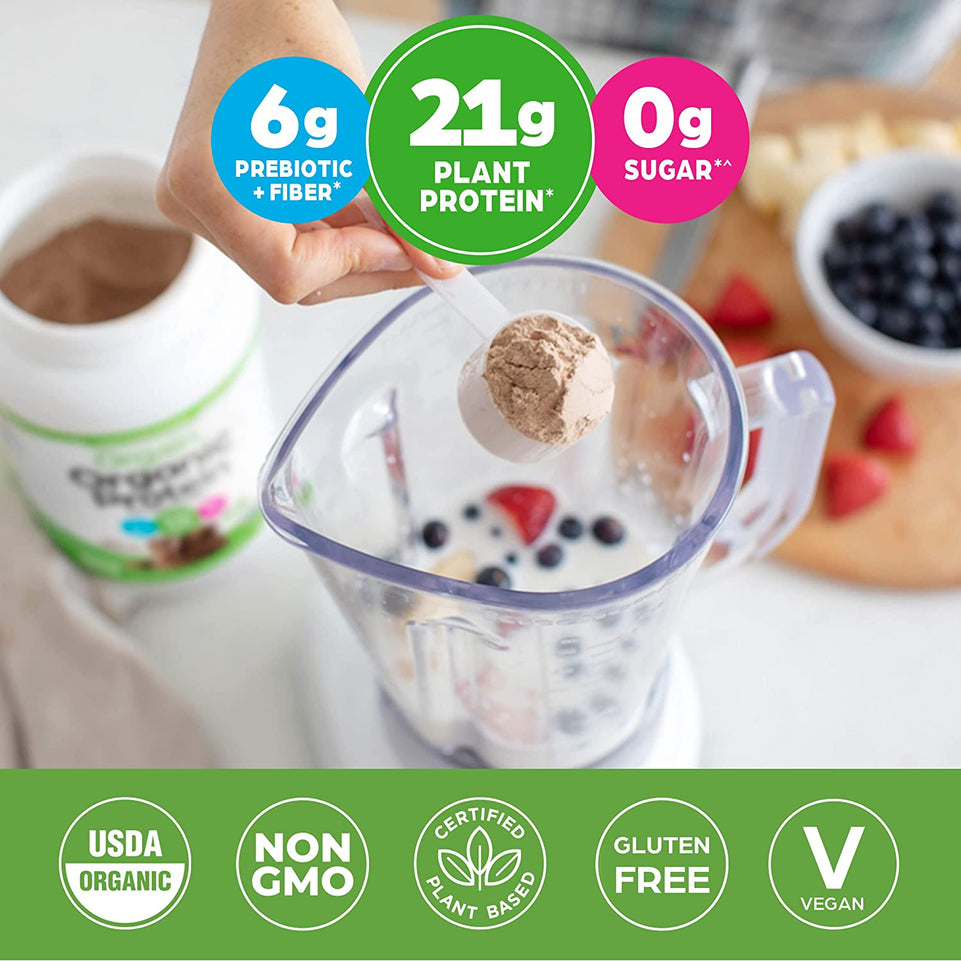 Organic Vegan Protein Powder, Chocolate Peanut Butter - 21G of Plant Based Protein, Low Net Carbs, Non Dairy, Gluten Free, Lactose Free, No Sugar Added, Soy Free, Kosher, 2.03 Pound