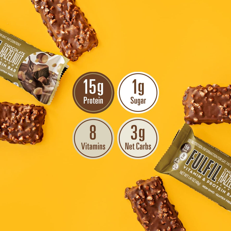 ONE Brands  Vitamin and Protein Bars, Hazelnut, Snack Sized Bar with 15 G Protein and 8 Vitamins Including Vitamin C, 12 Count