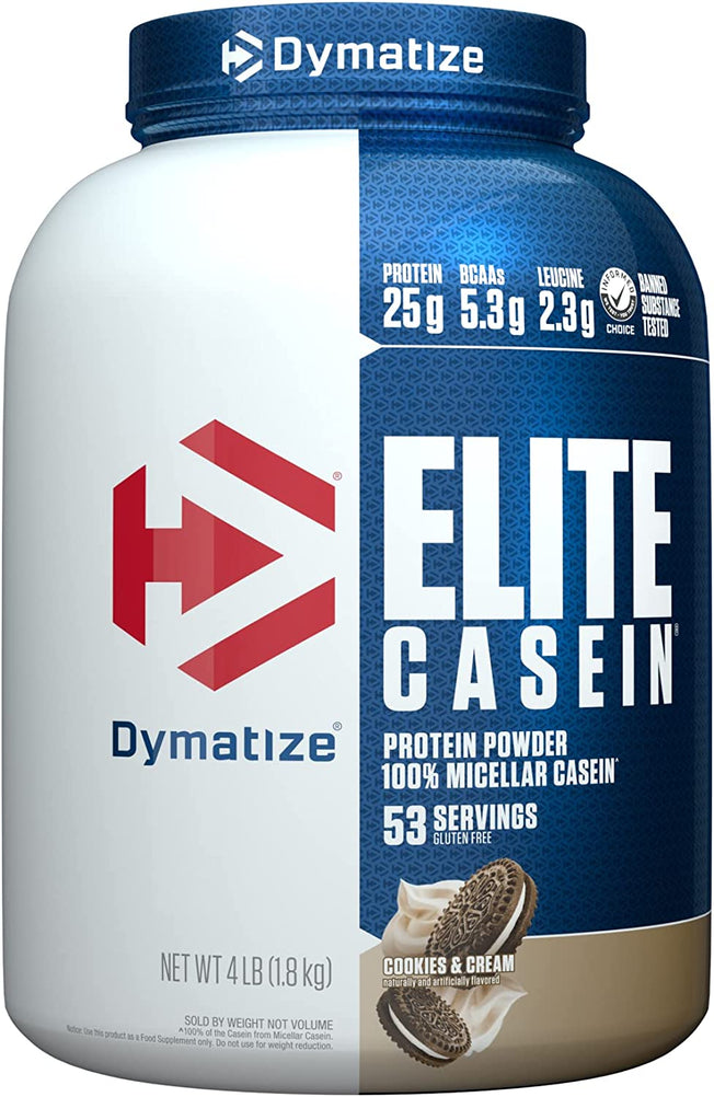 Elite Casein Slow Release Protein Cookies & Cream, (4Lbs) 1.81Kg