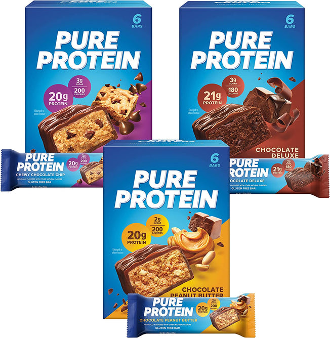 Bar Variety Pack (6 Chocolate Peanut Butter, 6 Chewy Chocolate Chip, 6 Chocolate Deluxe), (18 Count of 1.76 Oz Bars) from